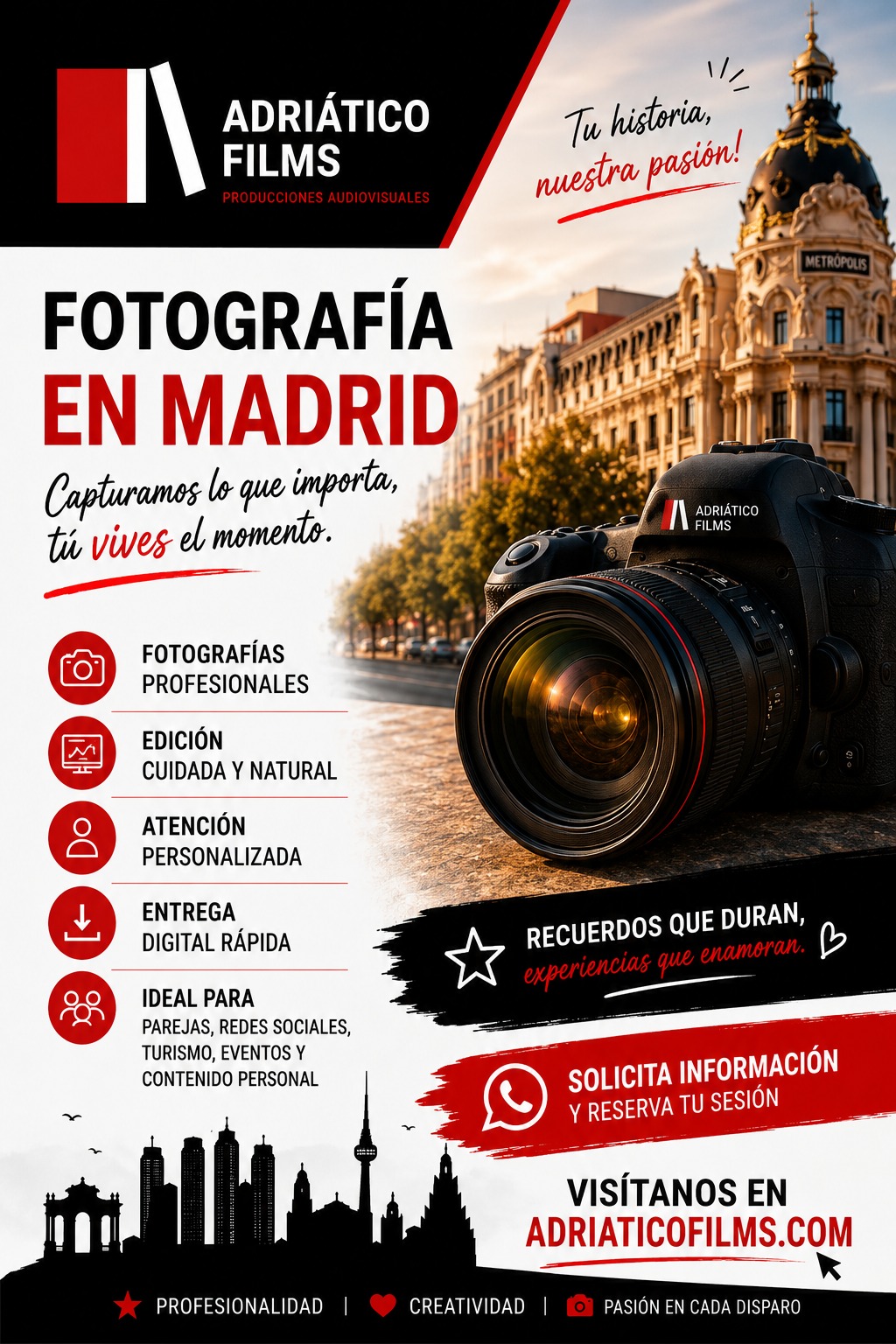 Fotografía profesional en Madrid: recuerdos auténticos con entrega rápida